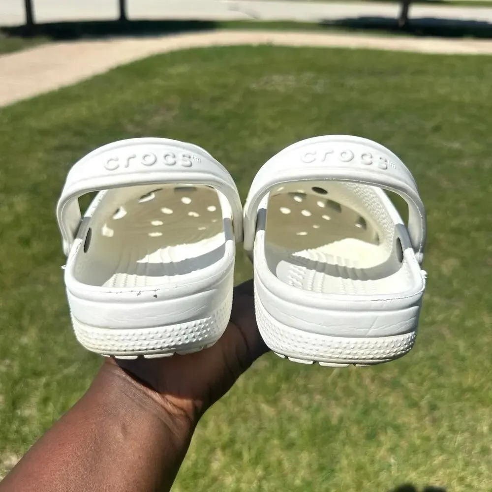Crocs Unisex‎ Adult Classic Clogs With Charms Size M6 W8 White
